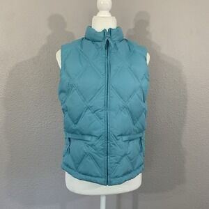 GAP VTG Vest Women's Sz Small Teal Down Puffer Y2K Full Zip Pockets Fleece Lined